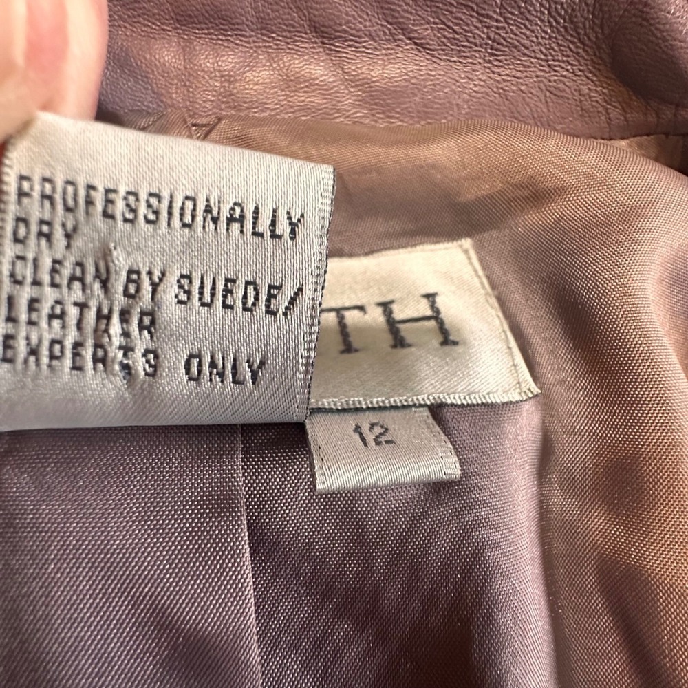 Worth Womens Pastel Purple Genuine Leather Patchwork Button Front Jacket Size 12 - Picture 12 of 12